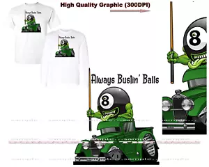 Camiseta de dibujos animados Digirods 8 Ball Pool Player Monster Hot Rod Truck Bustin Balls - Imagen 1 de 6