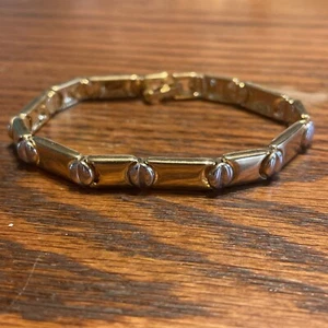 JOAN RIVERS GOLD AND SILVER TONED SCREW TENNIS BRACELET 7” 3601 - Picture 1 of 5