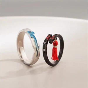 The Untamed S925 Argento Coppia Anelli Lan Wangji Wei Wuxian Stile Cinese Gioielli - Foto 1 di 15