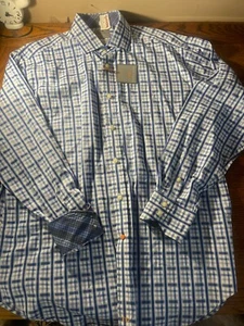 Neu mit Etikett Thomas Dean kariertes langärmliges Herrenhemd Large blau/weiß Umschlagmanschette - Bild 1 von 11