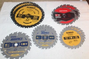 Lote de 9 hojas de sierra circulares - DeWalt, Craftsman, Irwin - Imagen 1 de 12