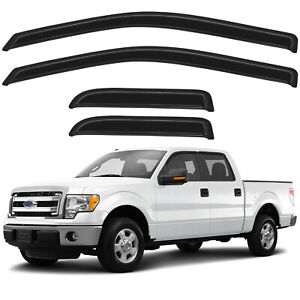 Tape-On Dark Tinted Side Window Visor Vent Guards For 04-14 F-150 Extended Cab