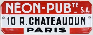 Old French enamel steel shop advertising sign neon lights Paris centre 1970s - Picture 1 of 2