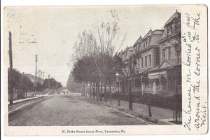 UDB 1906 NORTH DUKE STREET Above NEW B&W Lancaster PA Postcard UB - Bild 1 von 2