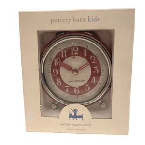 NEW Pottery Barn Kids Button Alarm Clock Retro Style Red - Picture 1 of 10