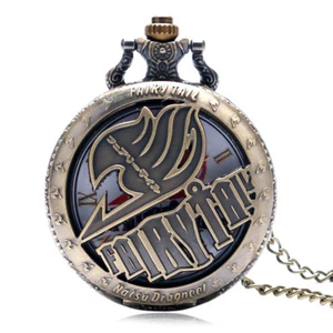 Vintage Fairy Tail Natsu Dragneel Pocket Watch Necklace Fob Watch for Men Boy - Picture 1 of 6