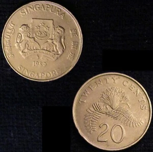 SINGAPORE, 20 CENTESIMI 1989, XF. - Foto 1 di 1