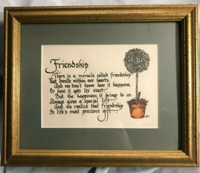 Calligraphy "Friendship" framed print signed Cheryl Thompson from NC Mountains - Image 1 of 4