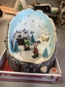 Holiday Time Animated Village Skater Music Box Moving Skaters Houses Light Up - Picture 1 of 11