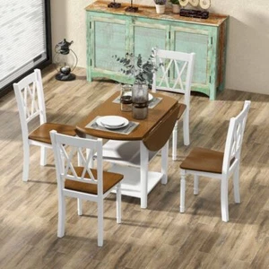 5 SET Extendable Dining Table Set with 2Tier Storage Shelf itzcominghome 4chairs - Picture 1 of 10