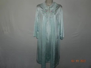 Vintage LORRAINE blue Lace Trim Lingerie Peignoir Robe & Nightgown Set. S/M - Picture 1 of 5