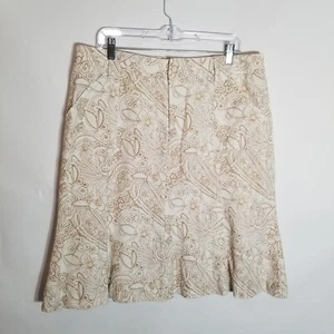 Falda Eddie Bauer Para Mujer Talla 16 Alta Crema Tostado Lino Mezcla Algodón Floral - Imagen 1 de 5