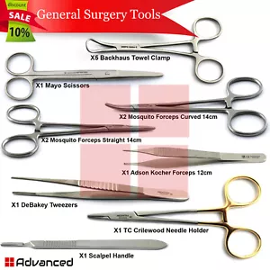 Basic Veterinary Surgery Instruments Surgical Needle Holder Suturing Tweezers  - Picture 1 of 11