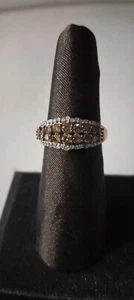 Natural Champagne & White Diamond Cluster Ring - Picture 1 of 4