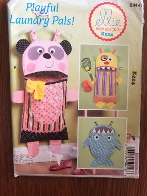 Playful Laundry Pals! Shark Panda Monster by Ellie K224 Sewing Pattern * - Image 1 of 4