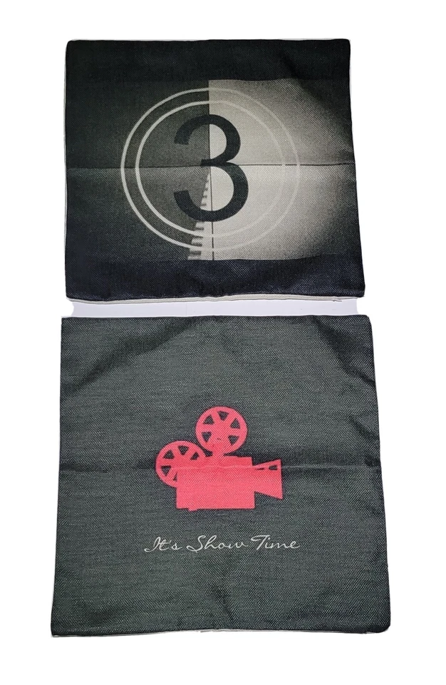 电影主题枕套黑色白色红色“It's Show Time” — 第 1/4 张图片