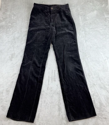 Vintage Chemin De Fer Pants Womens 32 Black Velvet Corduroy 70s 80s Retro Rare - Image 1 of 4