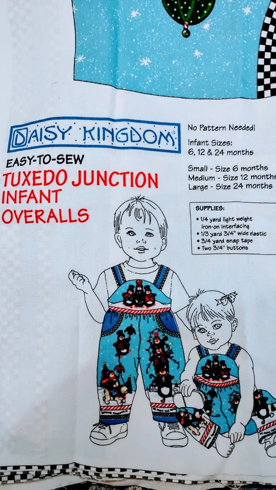 Christmas Baby Overalls Daisy Kingdom Size SML Cut & Sew Fabric Pattern New  - Image 1 of 1