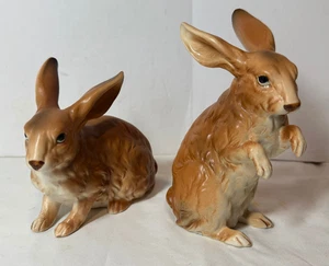 2 Lefton Vintage braun Osterhase Hase Figuren H6661 6 Zoll - Japan - Bild 1 von 6