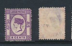 LABUAN, 1885 8c mauve (thin) wmk Crown CA unused no gum, SG31c, cat GBP50 - Picture 1 of 1