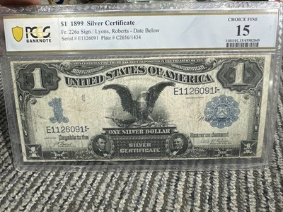 Fr.226a 1899 $1 One Dollar Silver Certificate "BLACK EAGLE", pcgs choice fine 15 - Image 1 of 4