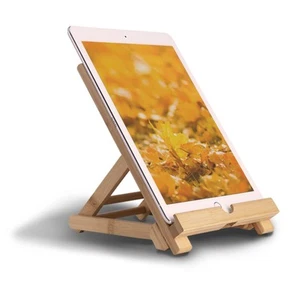 Bamboo Tablet Stand Holder Adjustable Folding Wood iPad Stand with Chargeable... - Picture 1 of 6