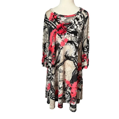 Vestido túnica para mujer 2XL 3/4 manga campana con volantes BOHO retro clásico ligero Foto 1 de 4