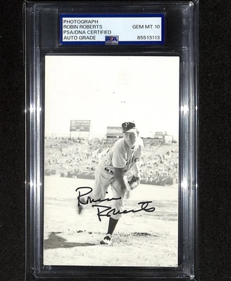 Robin Roberts Signed Original Type 1 Photo by EF Collins HOF Auto PSA 10 Slab - Image 1 of 2
