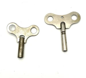 Wind Up Mechanical Clock Key Lot Of 2 Steel Vintage - Picture 1 of 3