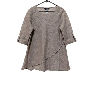 Ali Miles Oberteil Damen M 3/4 Rollriegelärmel taupe Perlmutt Knopf Bluse - Bild 1 von 9