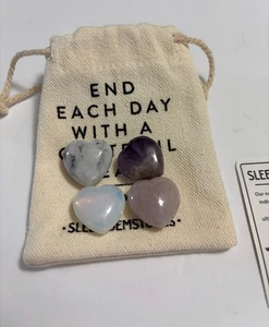 Schlaf Schlaflosigkeit Heilkristalle Herz Steine Natur Edelstein 4 Stück Set Trommelt - Bild 1 von 8