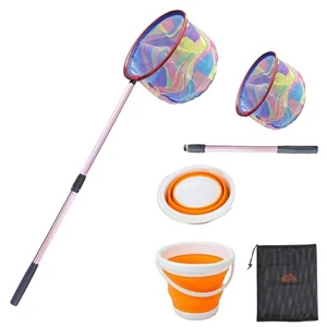 Kids Fishing Net with Bucket Fishing Net Retractable Landing Net Lightweight ... - Picture 1 of 6