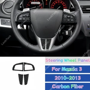 For Mazda 3 Axela 10-13 Steering Wheel Button Cover Decoration Trim Carbon Fiber - Picture 1 of 11