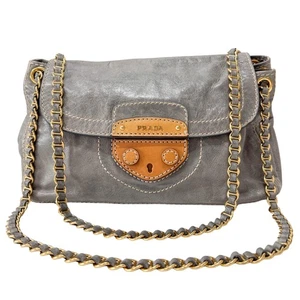 PRADA Light Blue Leather Shoulder Bag - Picture 1 of 15