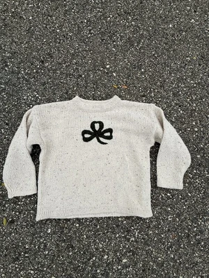 Irelandseye Kids XL Lambswool Silk Sweater Cream Knit Shamrock Ireland Cottage - Image 1 of 4