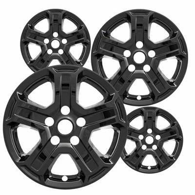 4 New Gloss Black 17" Impostor Wheel Skins for 18-22 Jeep Wrangler JL Rim Covers - Image 1 of 2