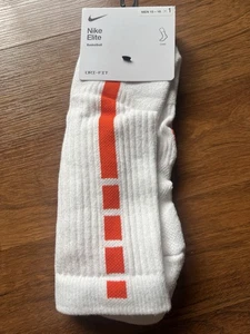 Nike Socks Unisex Elite Crew Basketball Sz 2XLarge 15-18 White Orange SX7622-105 - Picture 1 of 6