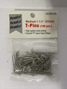 HOBBICO NICKEL PLATED Medium 1-1/4" T-PINS ( PACKAGE OF 100 )( PART # HCAR5150) - Picture 1 of 2