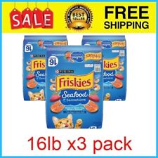 Purina Friskies Dry Cat Food High Protein Seafood Sensations, 16 lb Bag, 3 pack