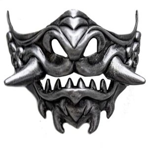 Japanese Samurai Warrior Devil Ghost Mask Cosplay Masquerade Mask Jaw Teeth Skul - Picture 1 of 3