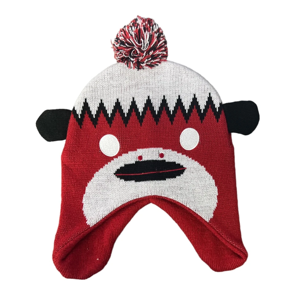 Utah Utes Youth Beanie – Red Monster Face Winter Hat with Pom and Earflaps - Image 1 of 1