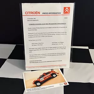 CITROEN ZX RALLYE RAID GRANADA DAKAR RALLY 1995 COMUNICADO DE PRENSA CON FOTO ORIGINAL - Imagen 1 de 3