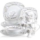 Veweet 20Pc Dinnerware Set White Porcelain Plates Dinner Bowls Set Service For 4