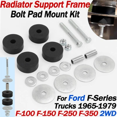 Kit de montaje de núcleo de soporte de radiador almohadilla de perno para Ford F100 F150 F250 F350 1965-1979 Foto 1 de 4