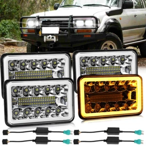 4Pcs 4x6"Inch LED Headlights Hi/Lo w/DRL For Toyota Landcruiser 80 60 61 Series - Picture 1 of 12