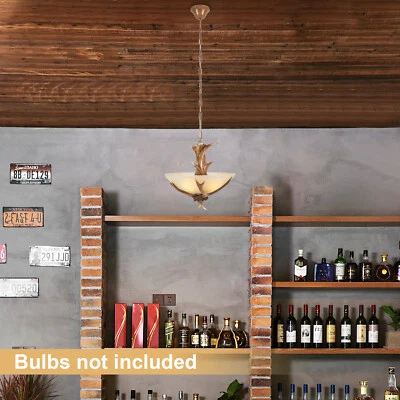 Lámpara de techo de cuerno de ciervo de resina rústica lámpara de araña de asta vintage 3 cabezales nueva Foto 1 de 4