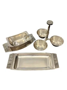 MCM Stanley Roberts Trio Condiment, Tray Server, Gravy Bowl & Spoon 4 Piece Set - Picture 1 of 17