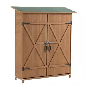 Unbranded Storage Cabinet 56" x 64" Weather Resistant Fir Wood Outdoor Brown - Picture 1 of 8