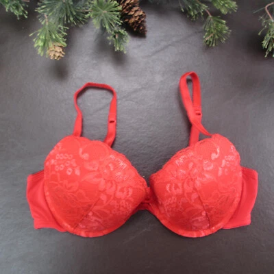 Sujetador Forever 21 34C Encaje rojo con aros y cierre ajustable en la espalda Foto 1 de 4