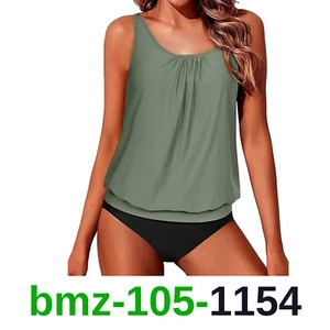 Yonique Two Piece Blouson Tankini Swimsuits for Women Modest Bathing Suits, M - Picture 1 of 5